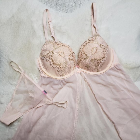 NWOT La Senza pale pink babydoll matching set - Picture 3 of 5